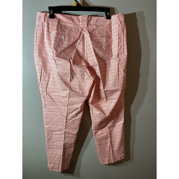 NY & Co Collection Orange Geometric Straight Crop Sateen Pants Women's Size 12 - Picture 4 of 5